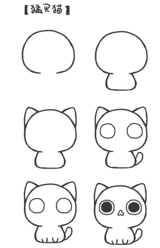 超萌猫咪简笔画,5步就能完成,学起来!